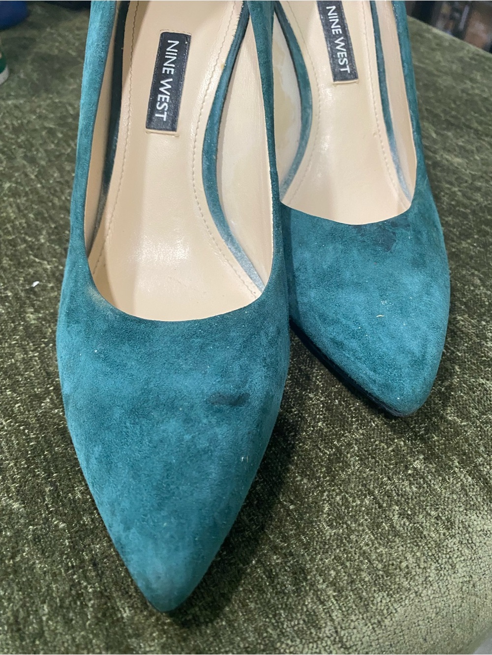 Nine West Teal Suede Pointed Pump Heels